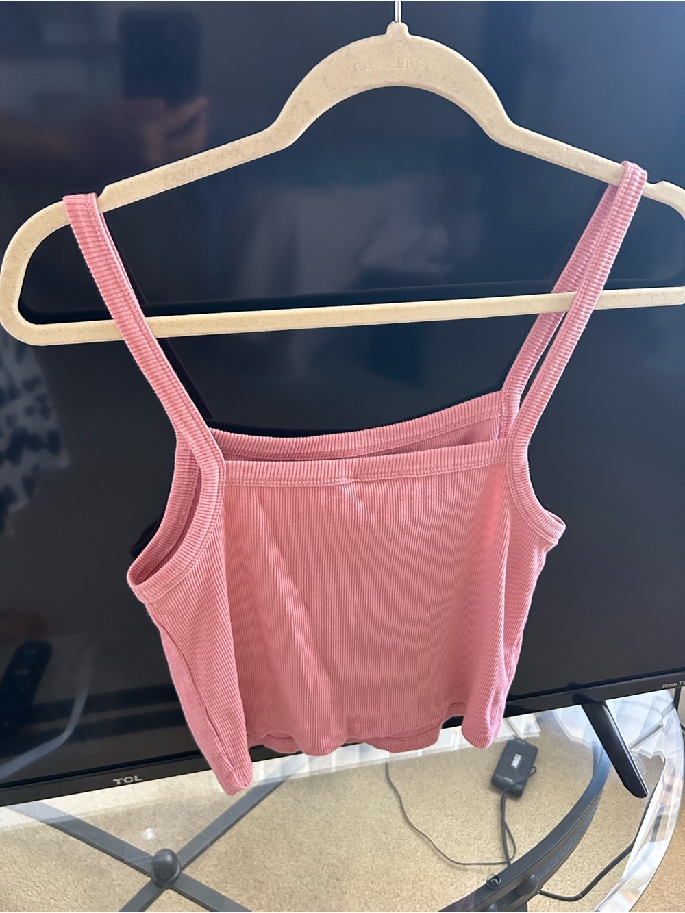 Topshop Pink Ribbed Square-Neck Tank - Picture 3 of 6